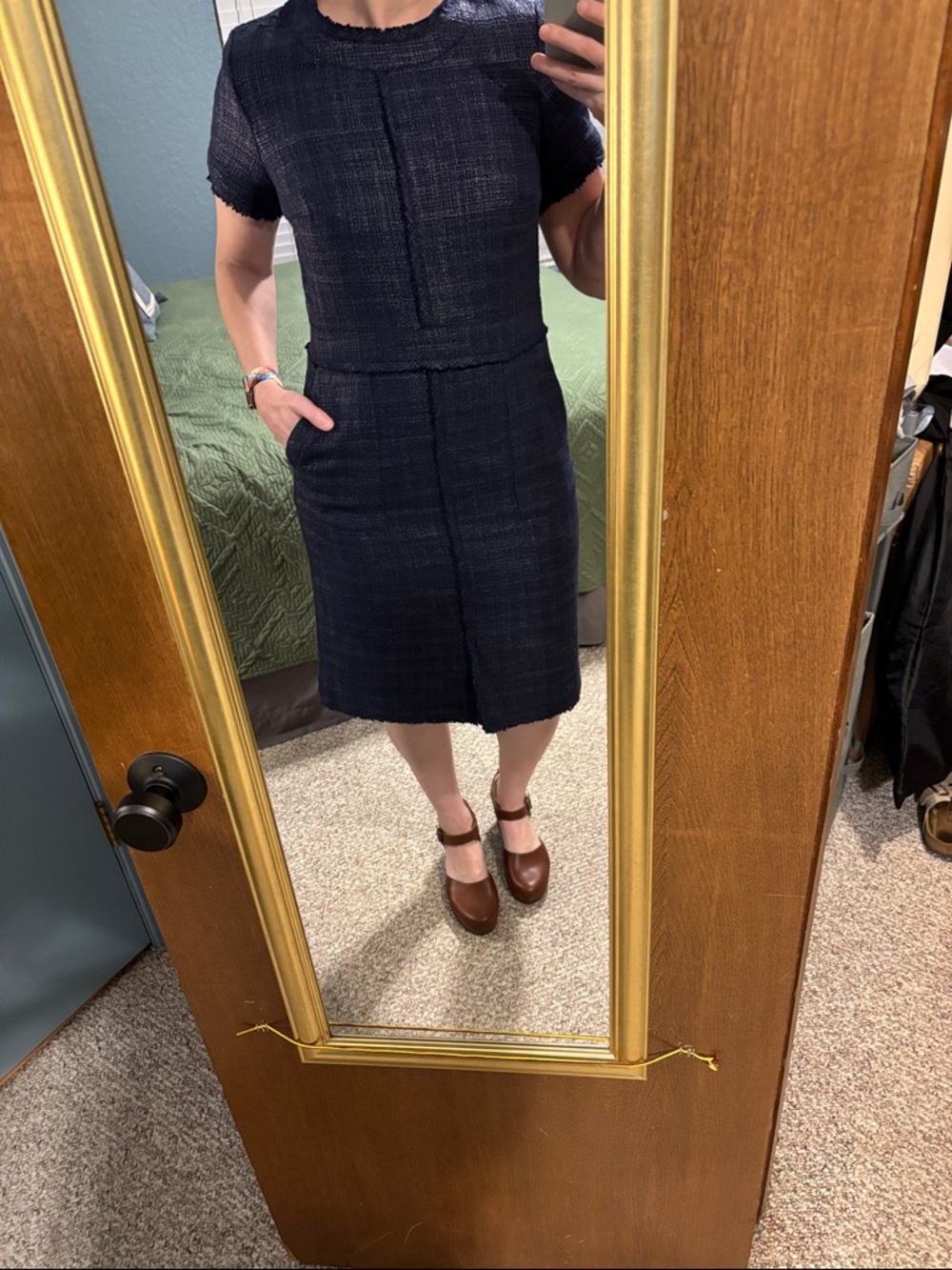 Banana Republic Navy Tweed Sheath Dress